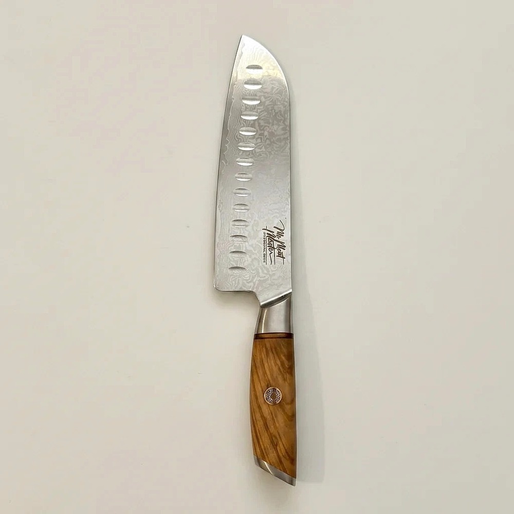 Mr Meat Master Santoku Knife 7" Damascus Steel (Silver)